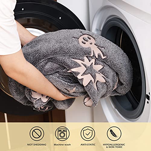 Image Title Glow in The Dark Throw Blanket,Space and Astronaut Soft Warm Cozy Fuzzy Plush Blanket for Kids Teenage Boys Girls Women Best Friend Birthday Christmas (50 x 60 inches Gray)
